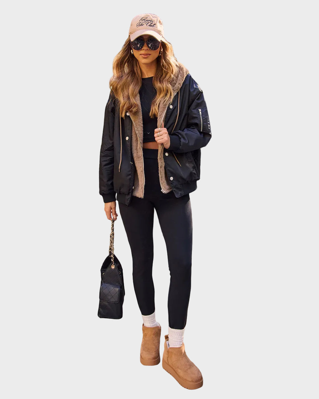 Camara | Campus Oversized Faux Fur Lined Bomber Jacket