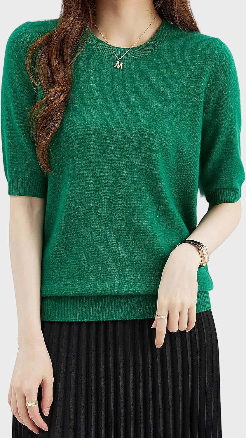 Eureka | 100% Merino Wool Crewneck Half Sleeve Sweater