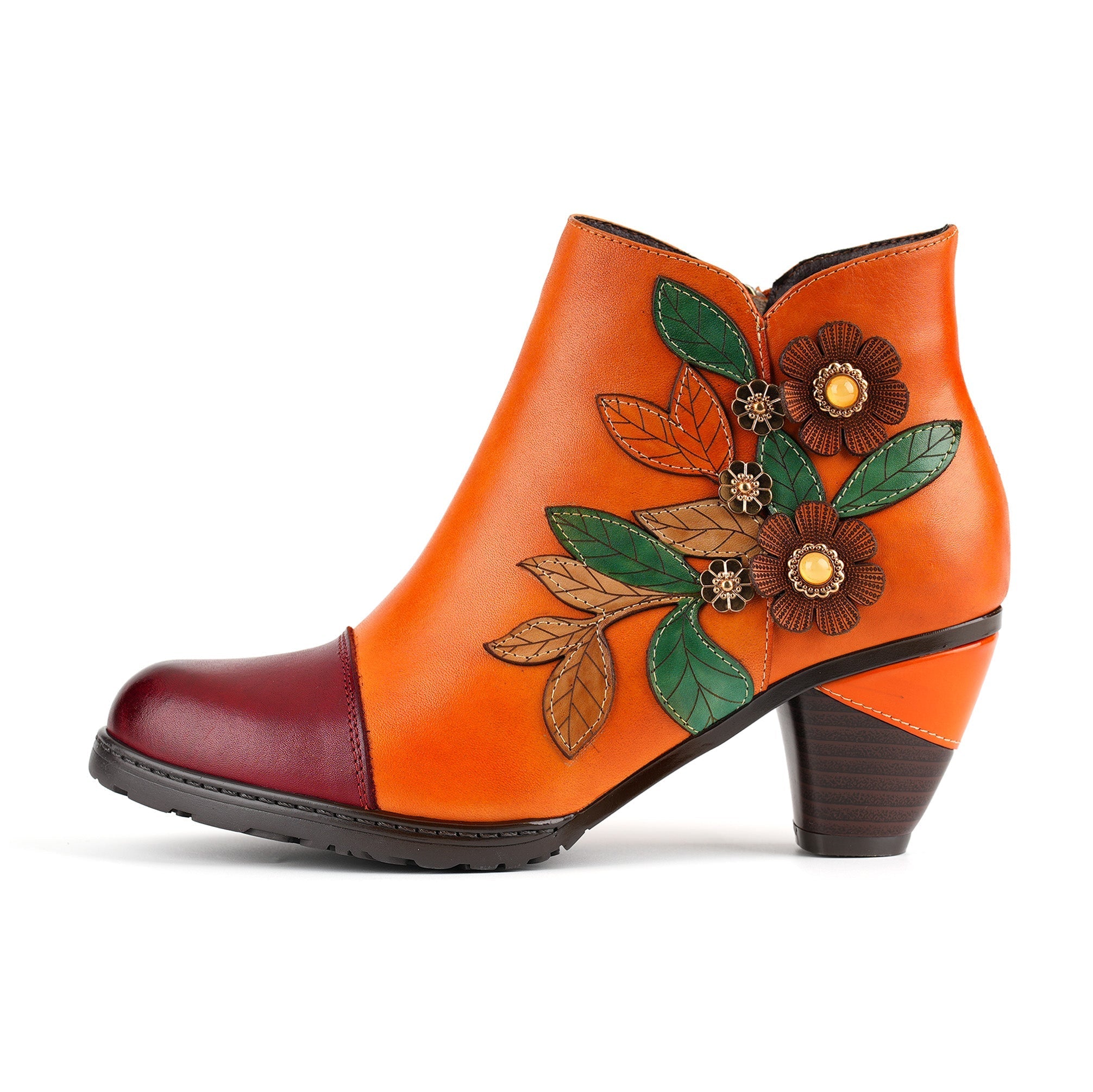 Brooklyn - Retro Boho Floral Charm Ankle Boots