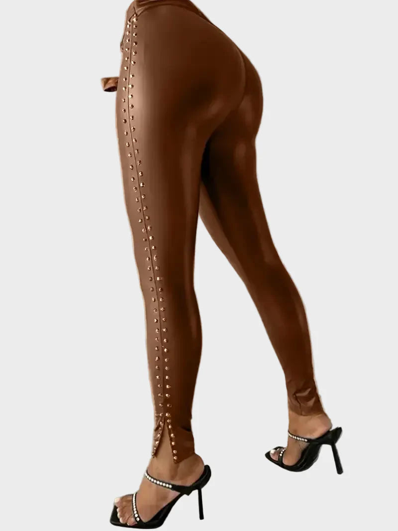 Celene | Leather Pants with Prints