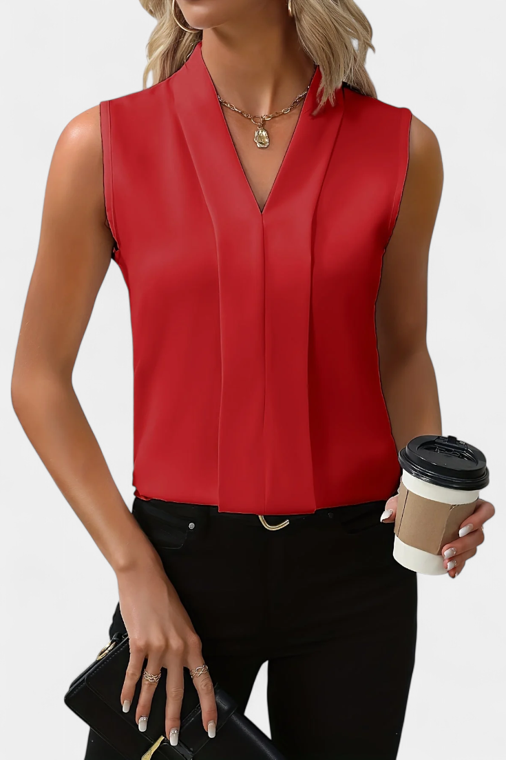 Nele Sleeveless Blouse with V-Neck and Airy Line