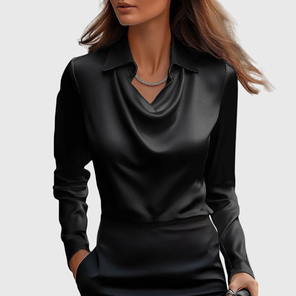 Sylvie - Luxury blouse with glitter and pleated neck