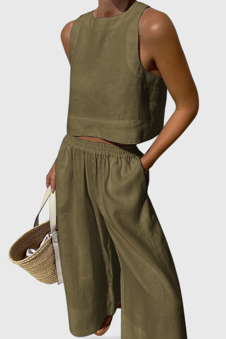 Avelina Minimalist Set in Lightweight Cotton and Linen