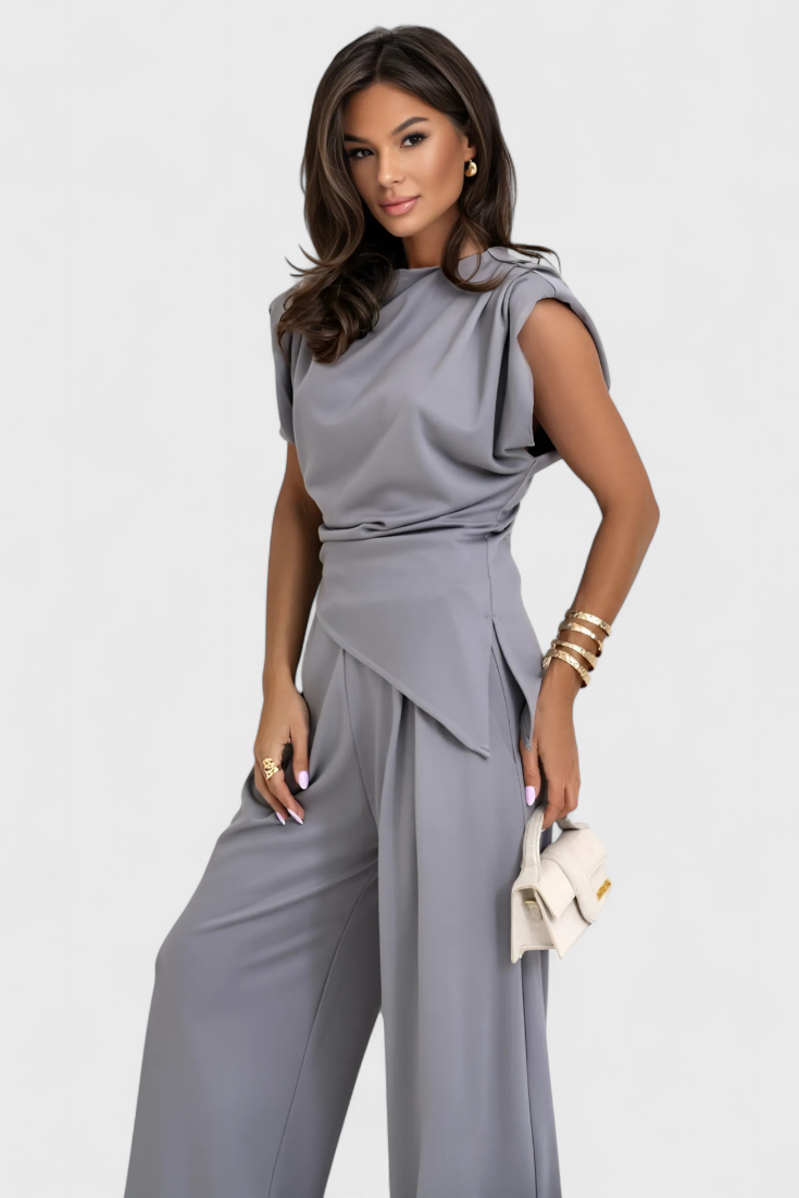 Sofia Asymmetric Set with Draped Shoulders