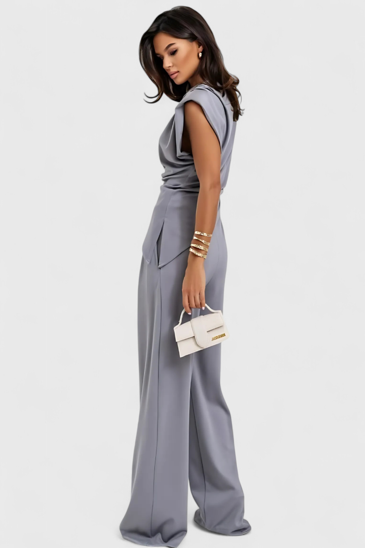 Sofia Asymmetric Set with Draped Shoulders