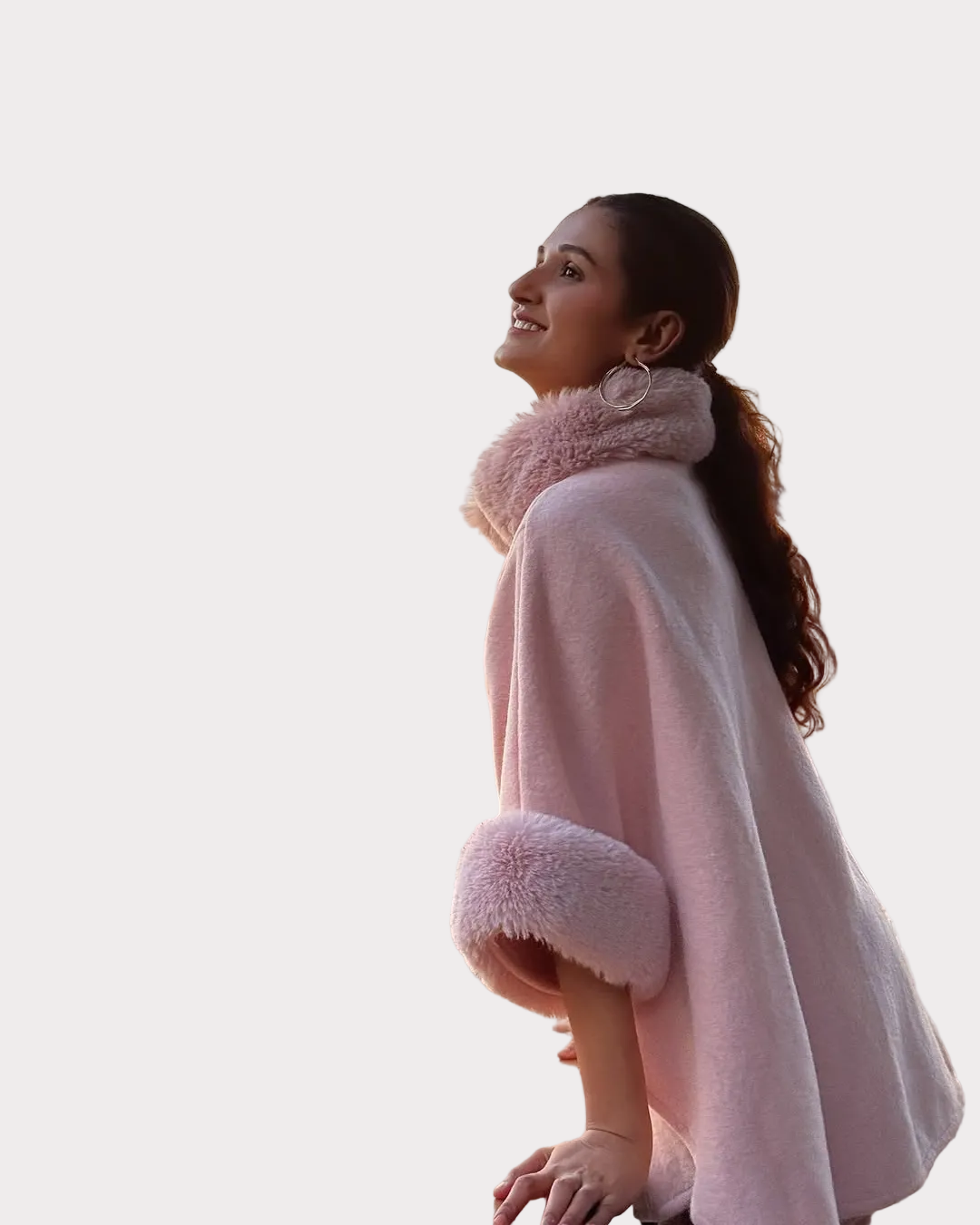 Leilany | Luxury Winter Capes with Fur Details in Pink