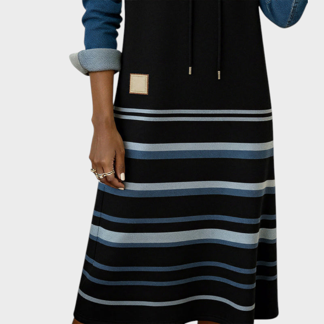 Nayeli | Striped Hooded Dress with Color Mixing