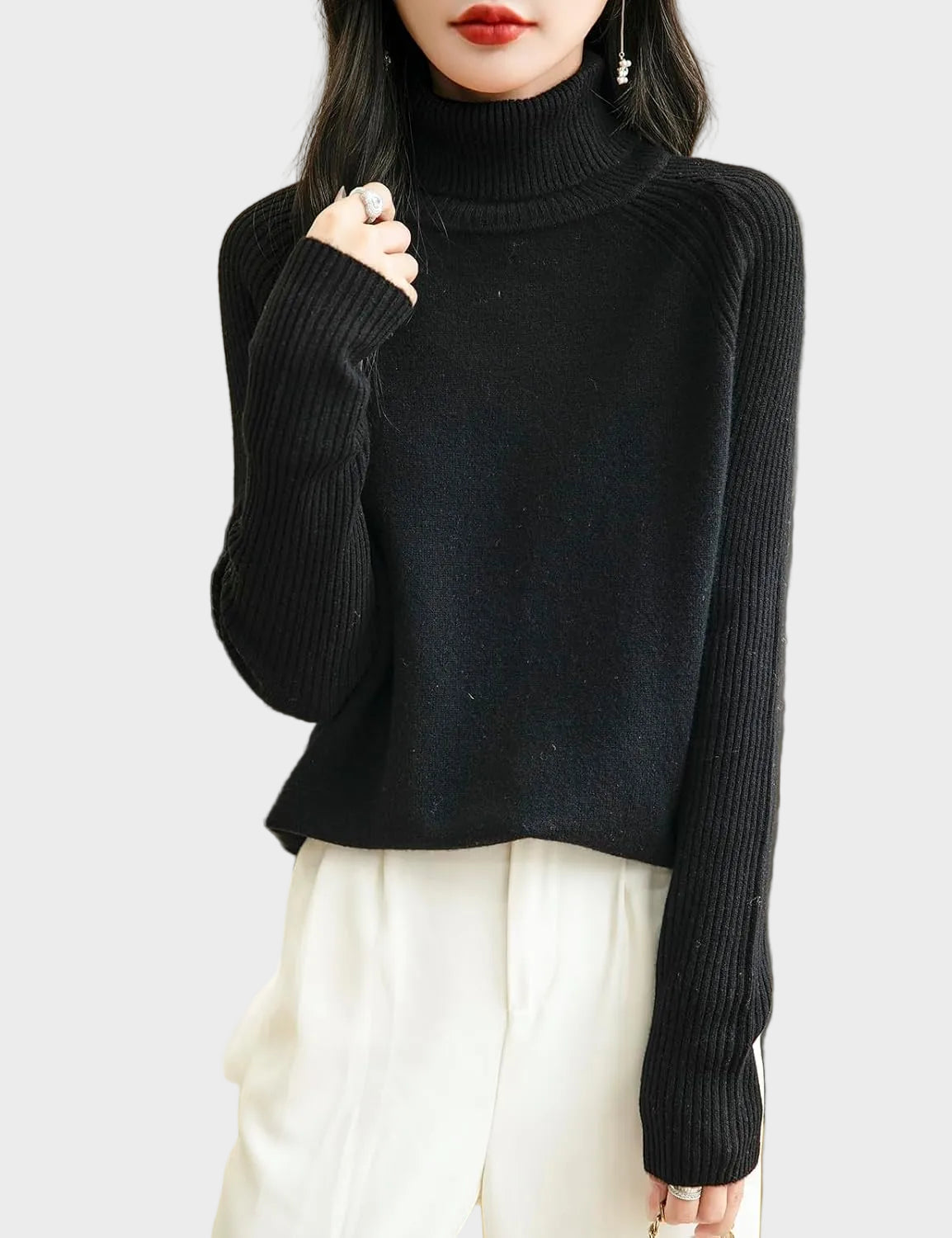 Fritz | 100% Merino Wool Raglan Turtleneck Sweater