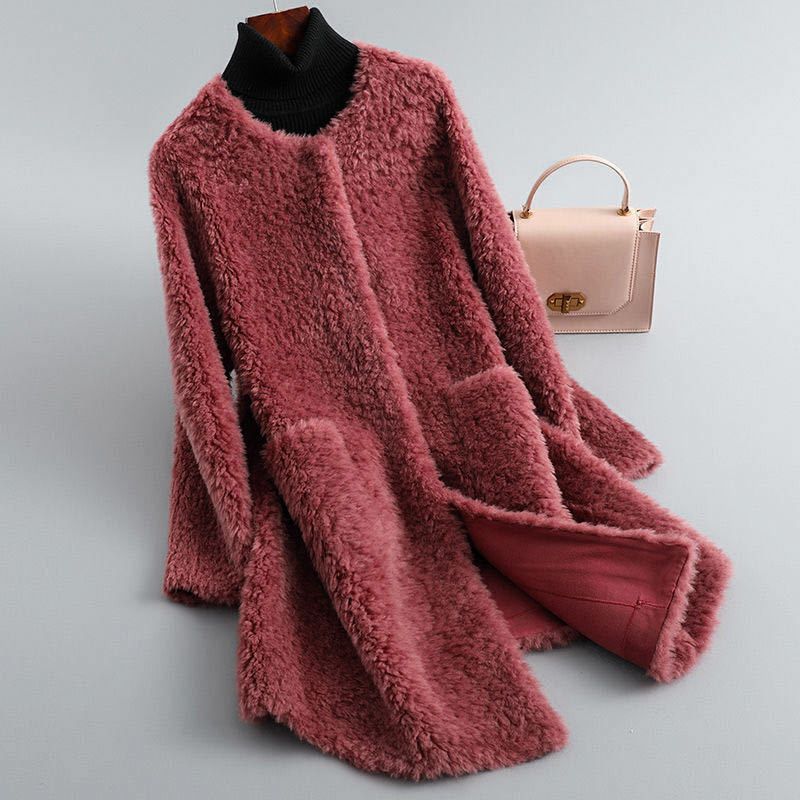 Shearling coat with wool lining