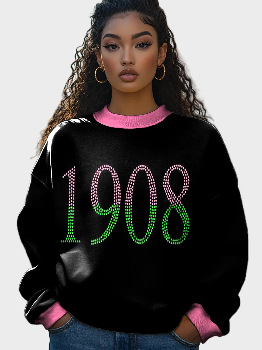 Umama | Fashion Pink And Green Sisterhood Art Print Casual Sweatshirt