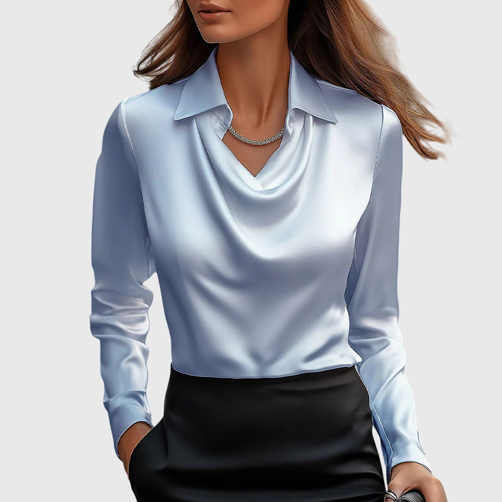 Sylvie - Luxury blouse with glitter and pleated neck
