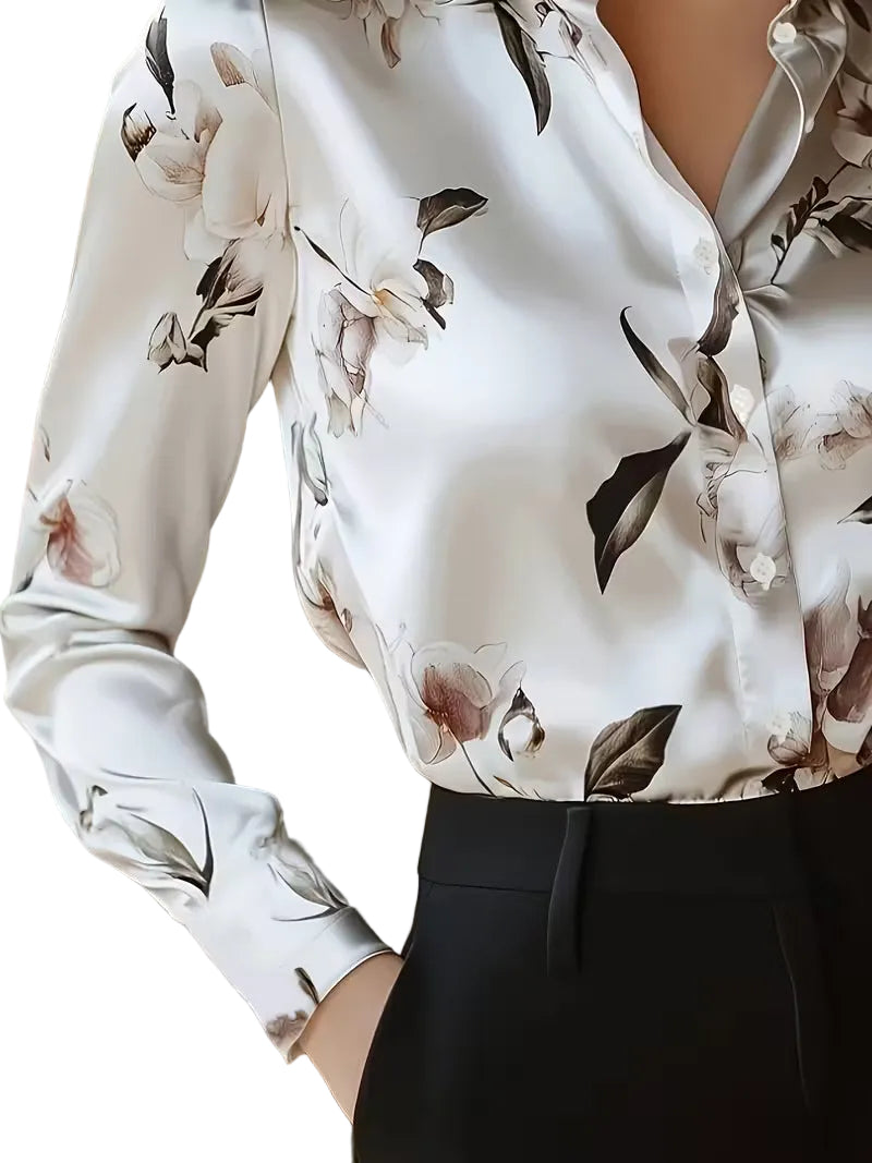 Brittney - Long Sleeve Floral Print Blouse
