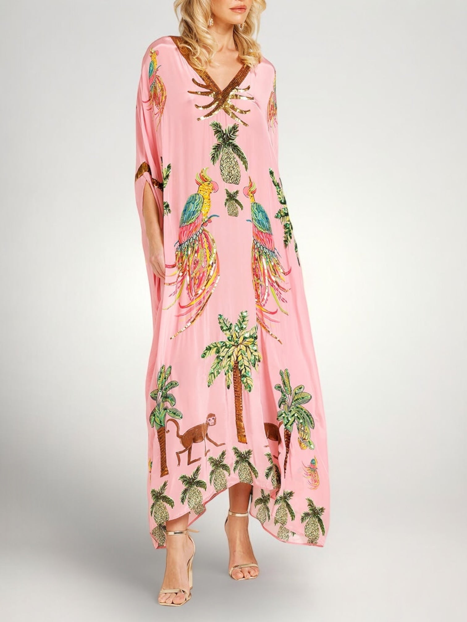 Sahara | Drop Shoulder Sleeve Coconut Tree Printed Dress