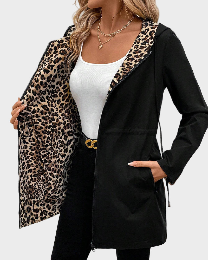 Dionissia | Reversible Jacket with Hat and Leopard Pattern