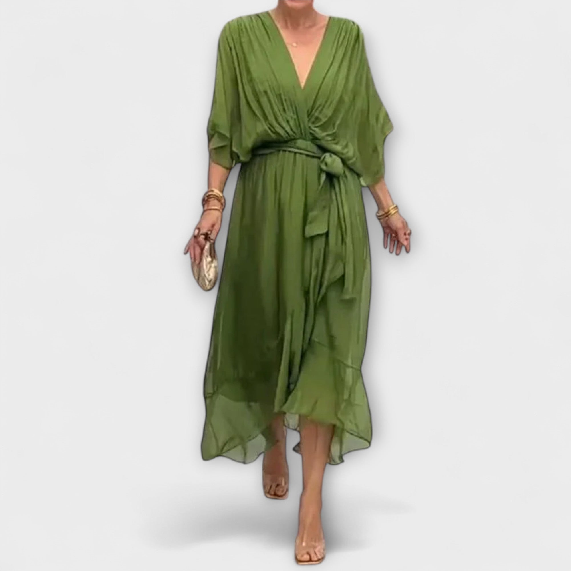 Amoura — Chiffon Dress with V Neckline
