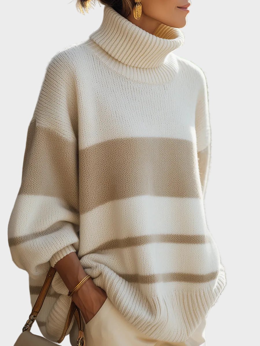 Laurie-Beige and Ecru Striped Sweater Zhivago