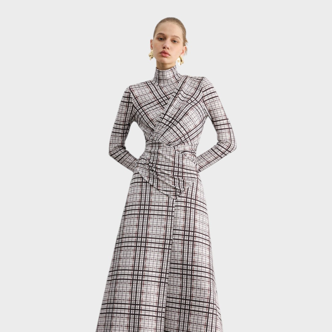 Hristina | Confirmed Long Sleeve Maxi Dress with High Neck