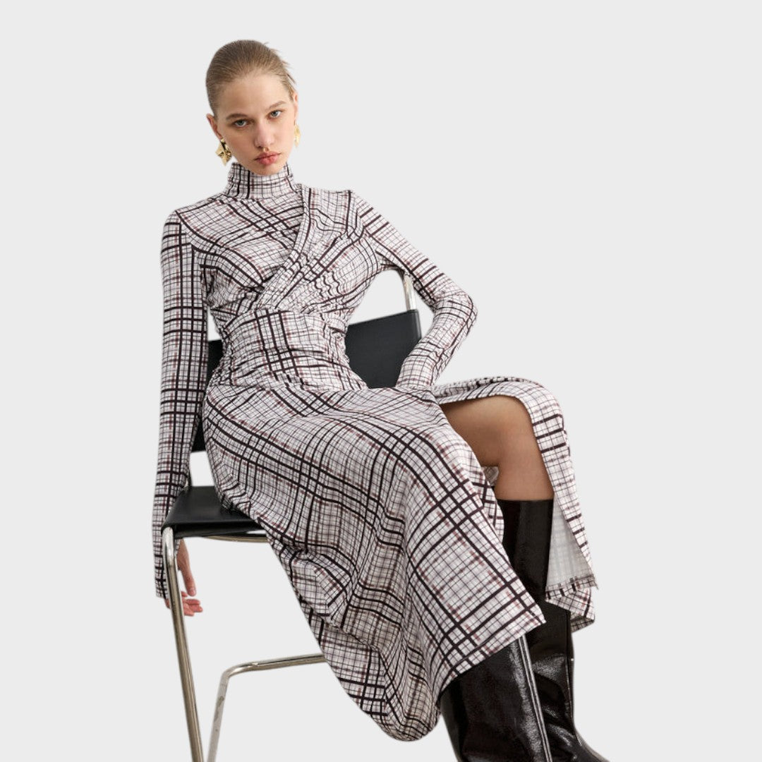 Hristina | Confirmed Long Sleeve Maxi Dress with High Neck