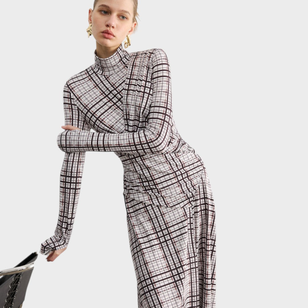 Hristina | Confirmed Long Sleeve Maxi Dress with High Neck