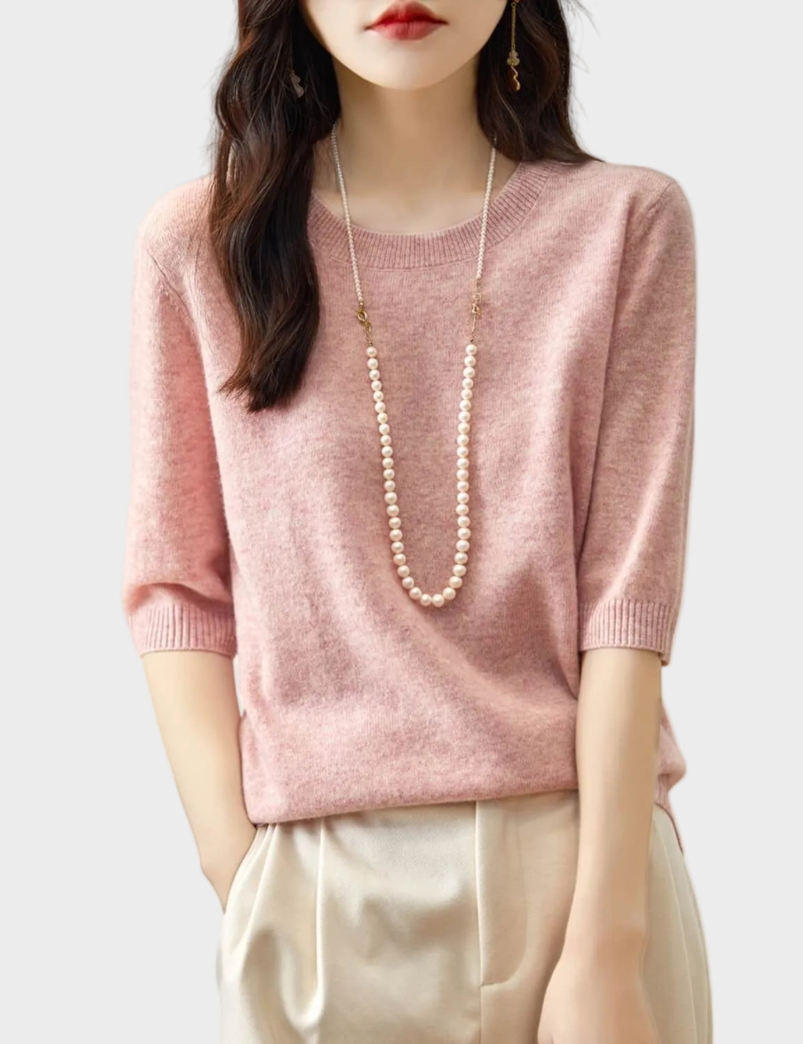 Eureka | 100% Merino Wool Crewneck Half Sleeve Sweater