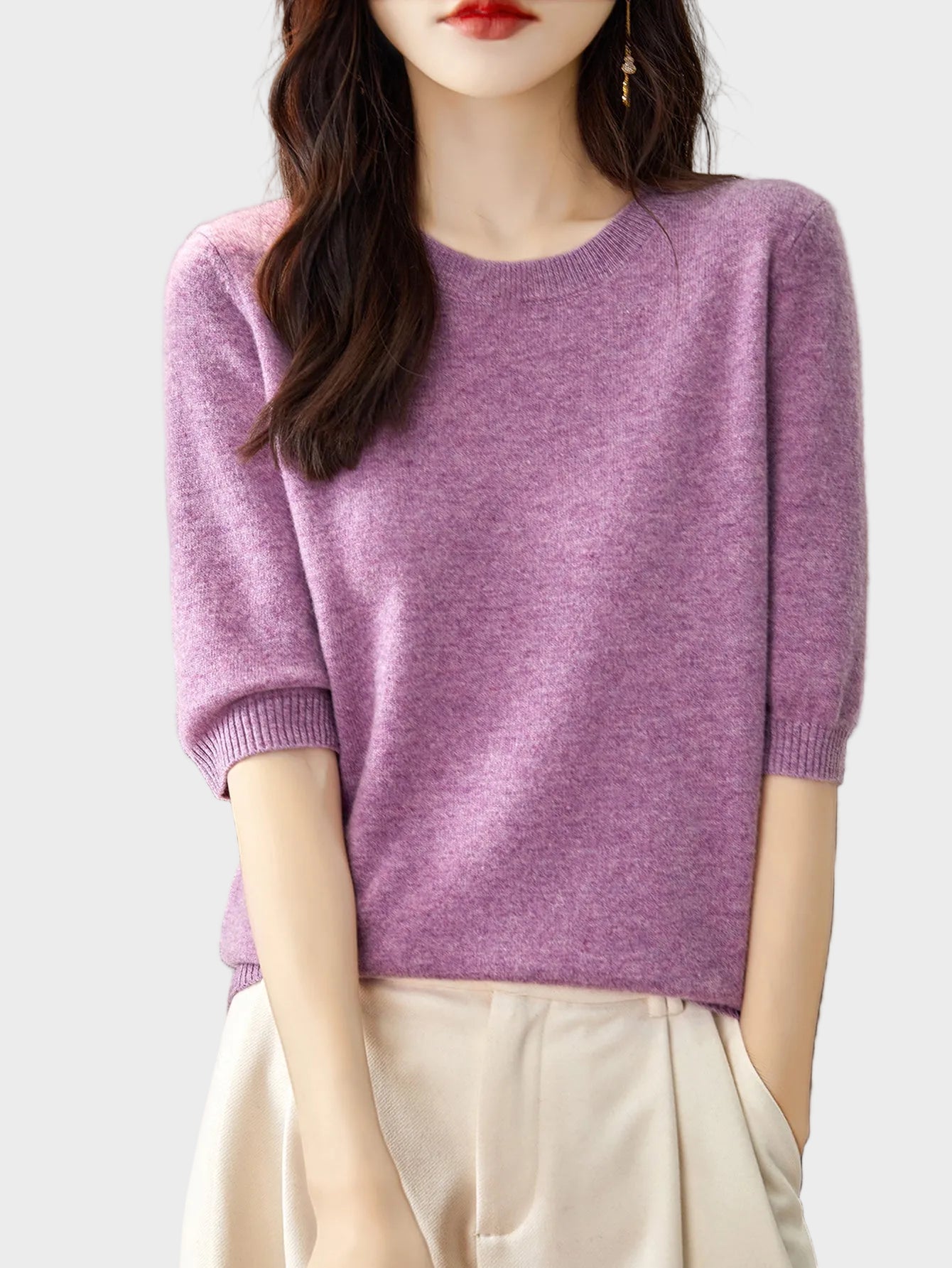 Eureka | 100% Merino Wool Crewneck Half Sleeve Sweater