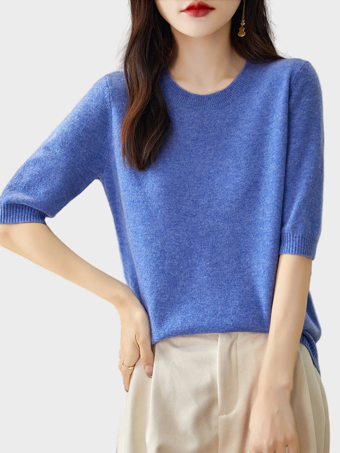 Eureka | 100% Merino Wool Crewneck Half Sleeve Sweater