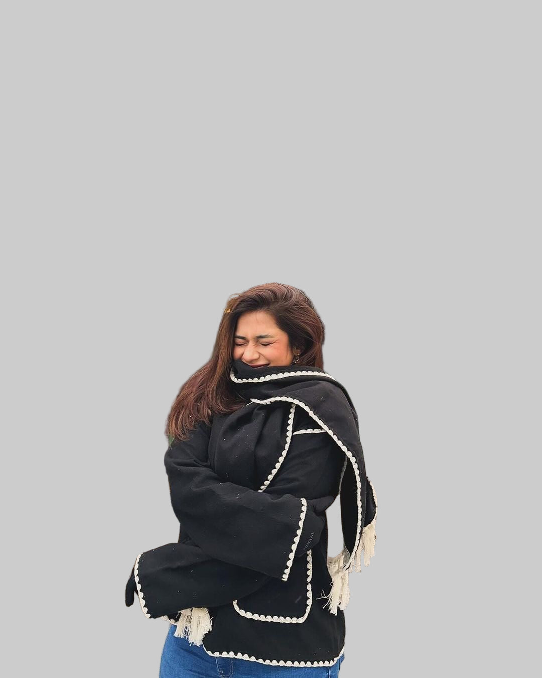 Cora Large Wool Jacket with Scarf