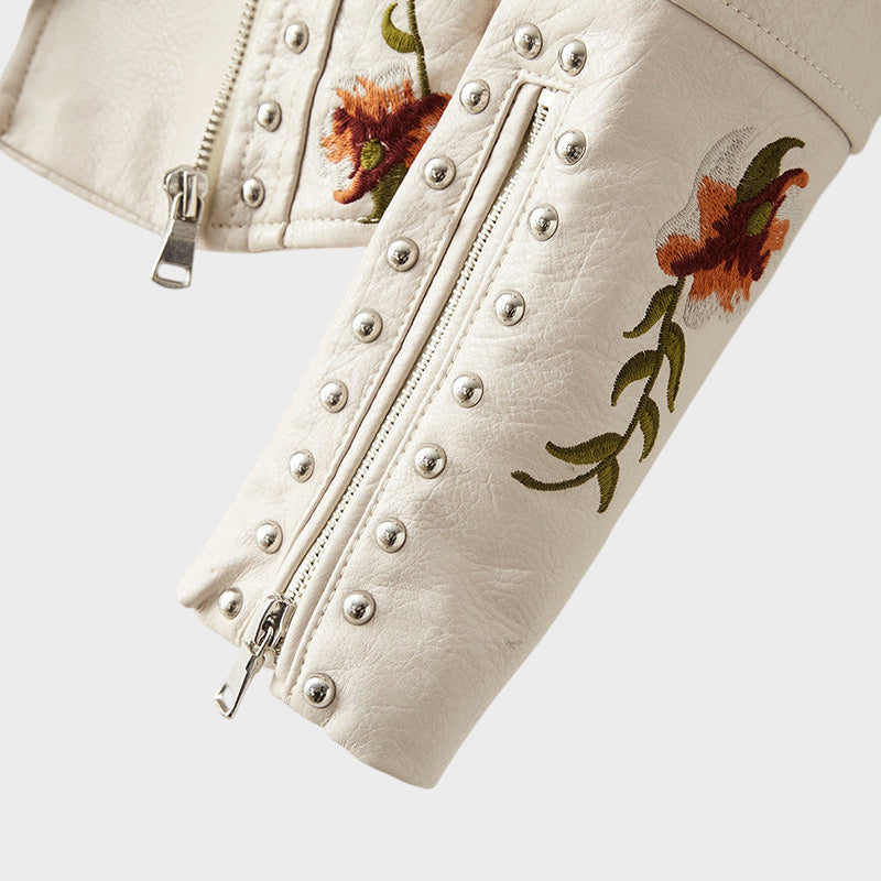 Elara | Embroidered Motorcycle Jacket