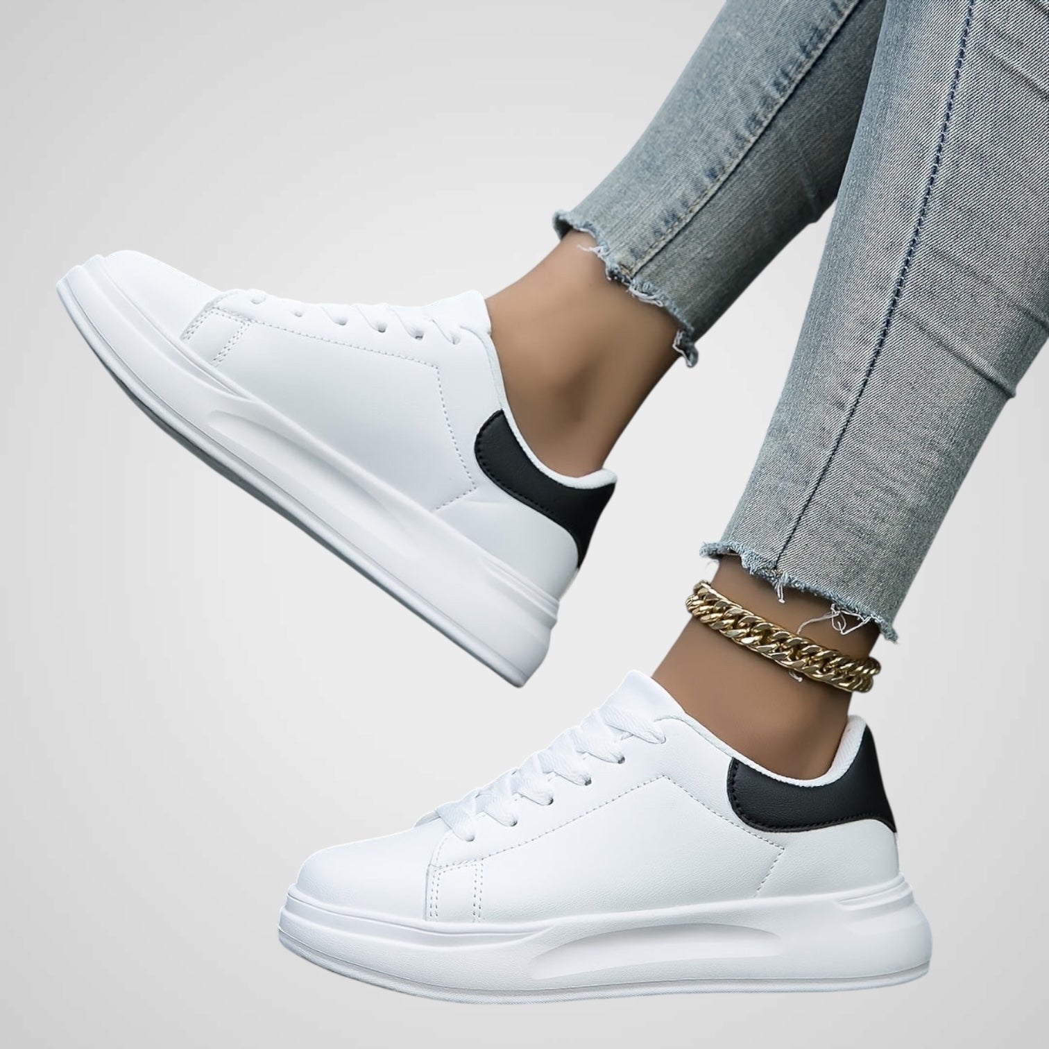Elli | Women's Pure White Eco-Leather Sneakers