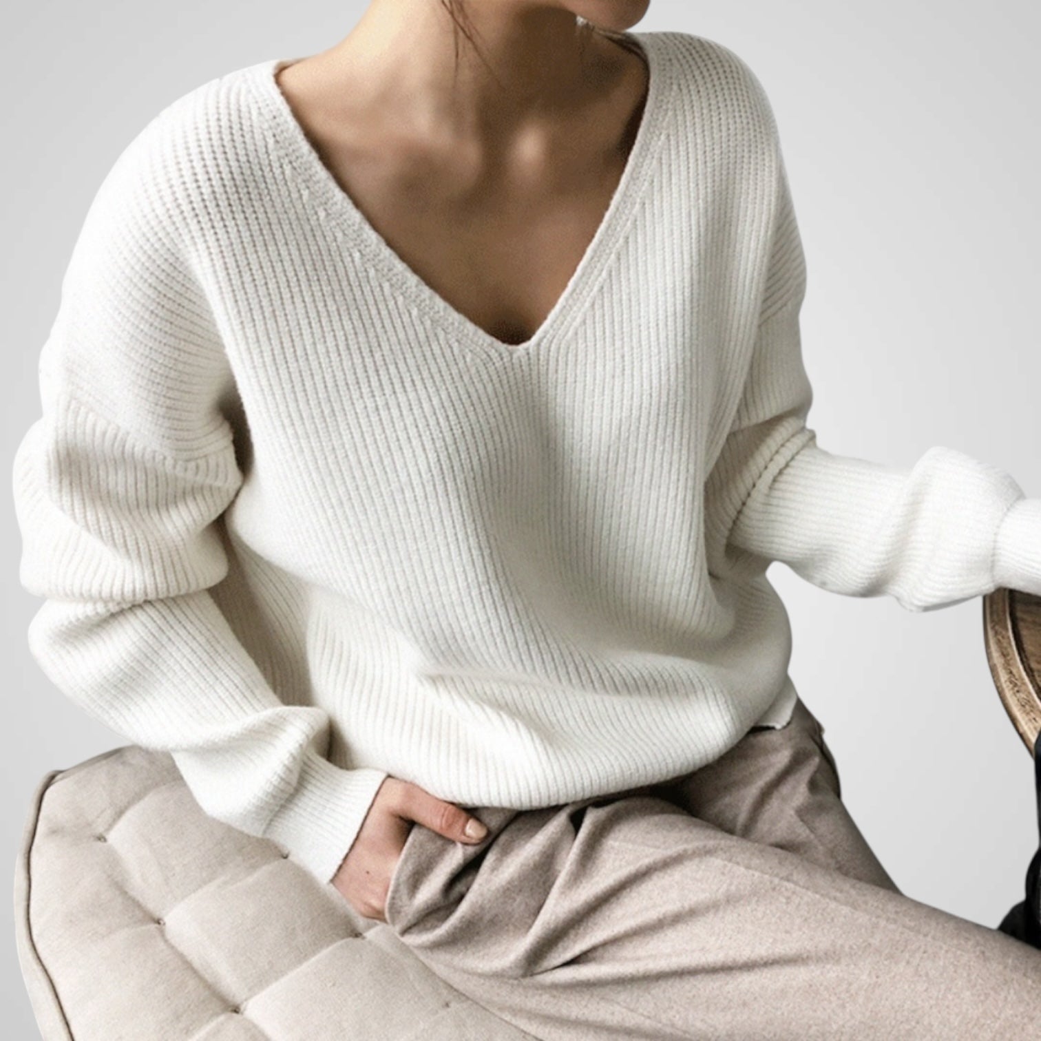 Marie | Women's Comfortable V-Neck Sweaterline