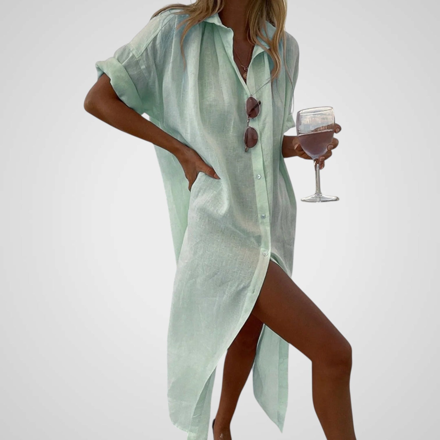 Mary | Women's Long Blouse - Lightweight Linen Blend & Comfortable Fit