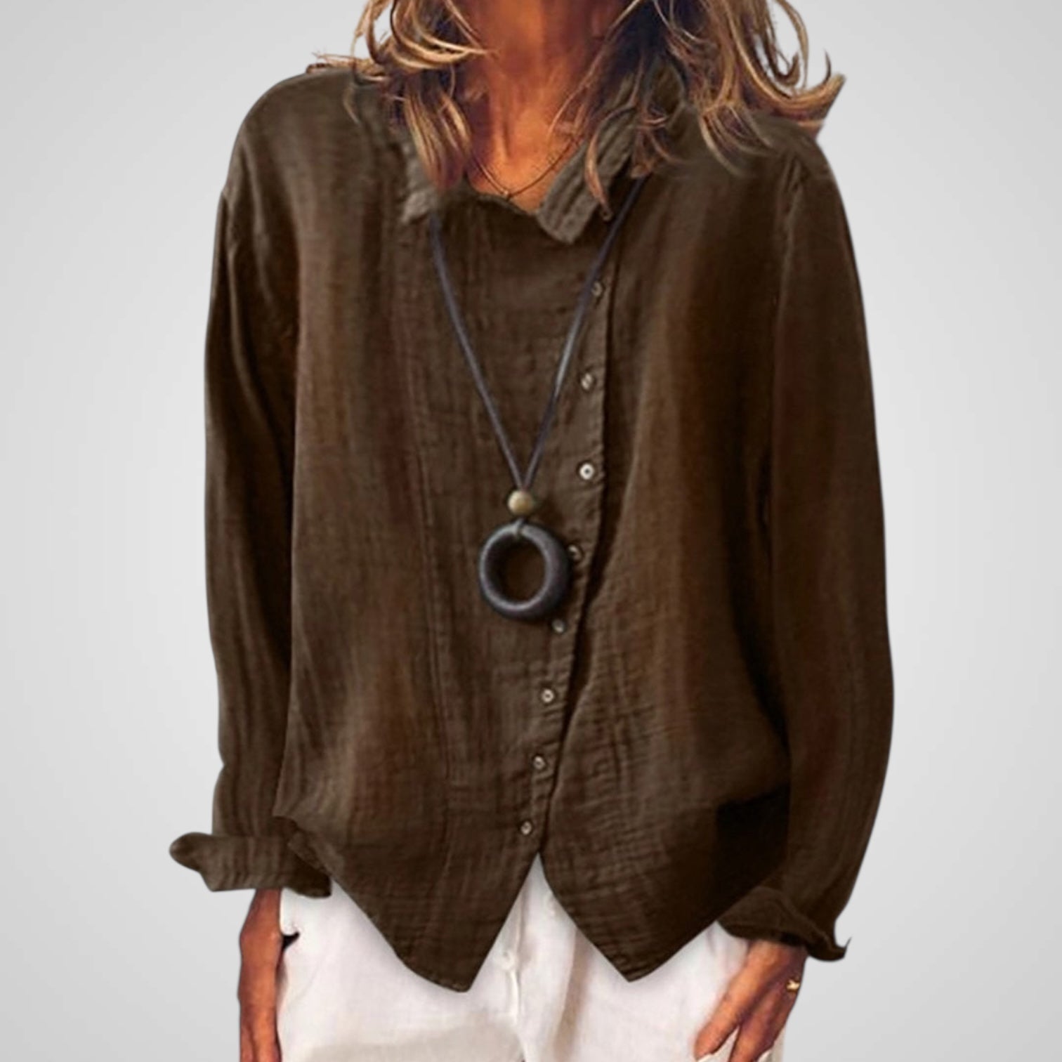 Katia | Women's cotton and linen casual long blouse