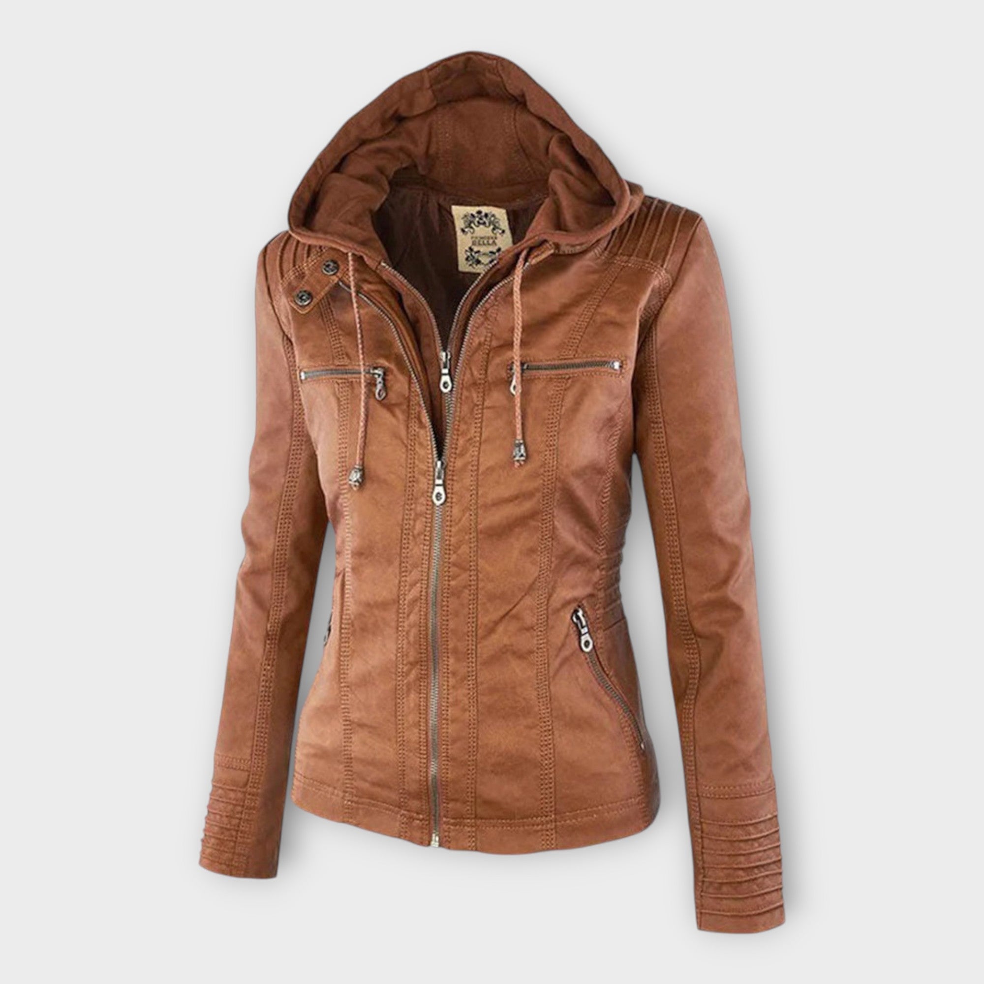 Modern Leather Jacket with Hood and Timeless Line