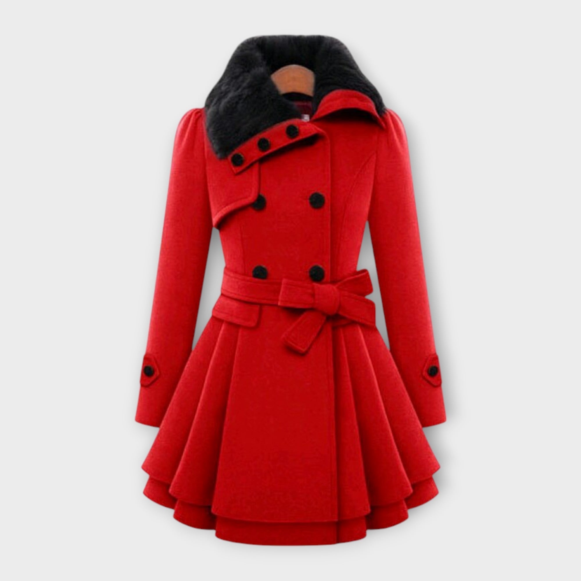 Emma - Elegant coat with faux fur