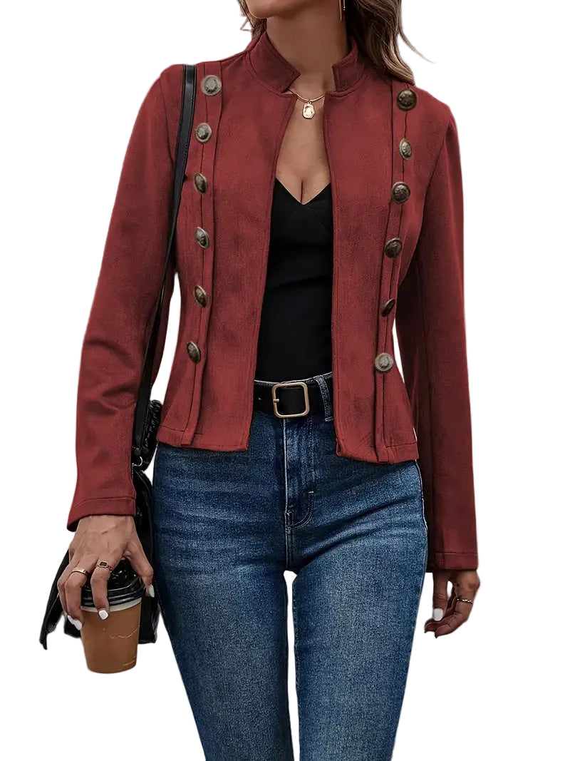 Daniela - Retro Suede Double-Breasted Jacket