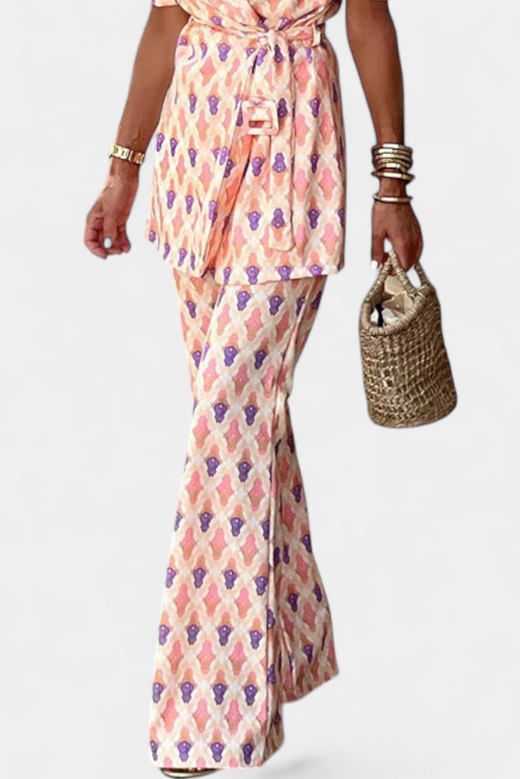 Araceli Set with Print, Blazer and Bell-Bottom Pants