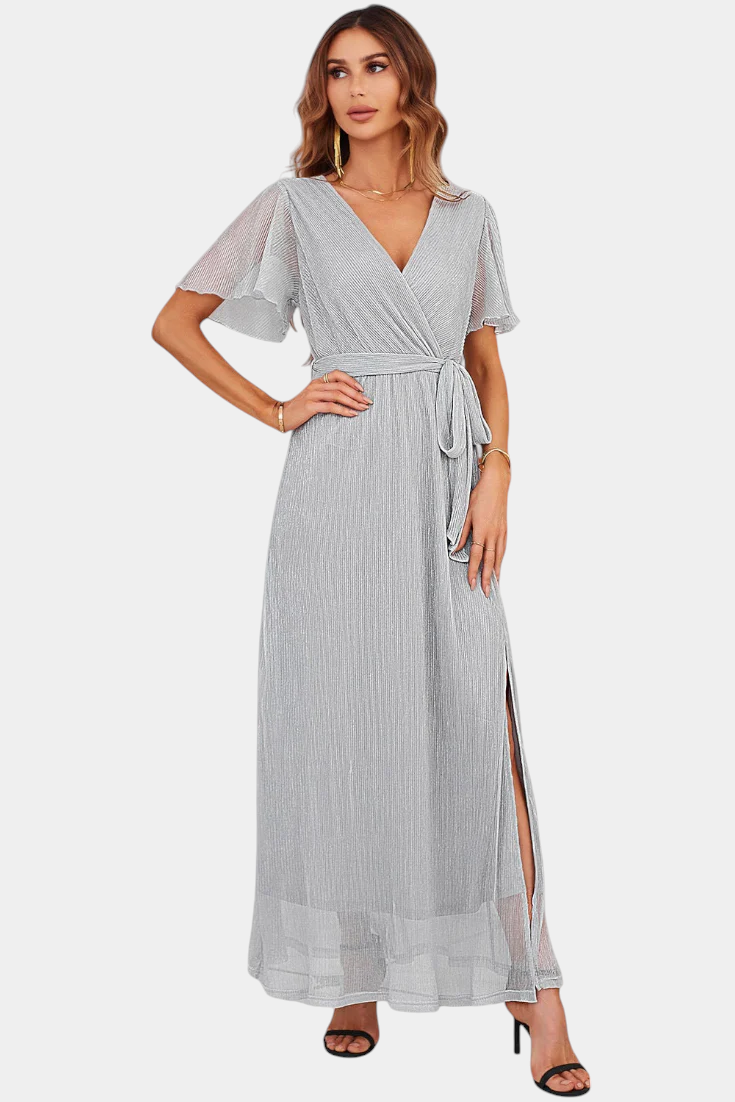 Esperanza Maxi Wrap Dress with Ruffle Sleeves