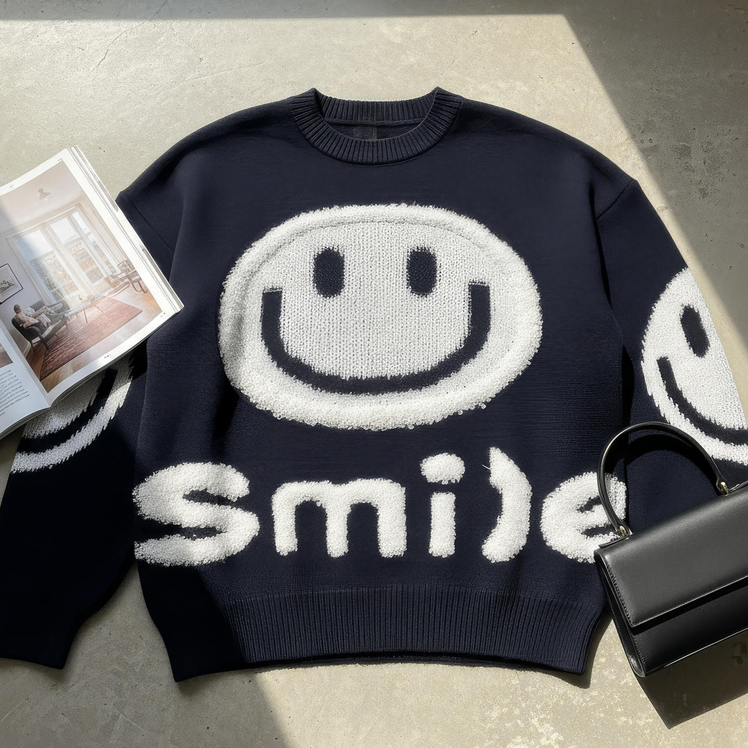 Paula - Oversized Fuzzy Smile Sweater