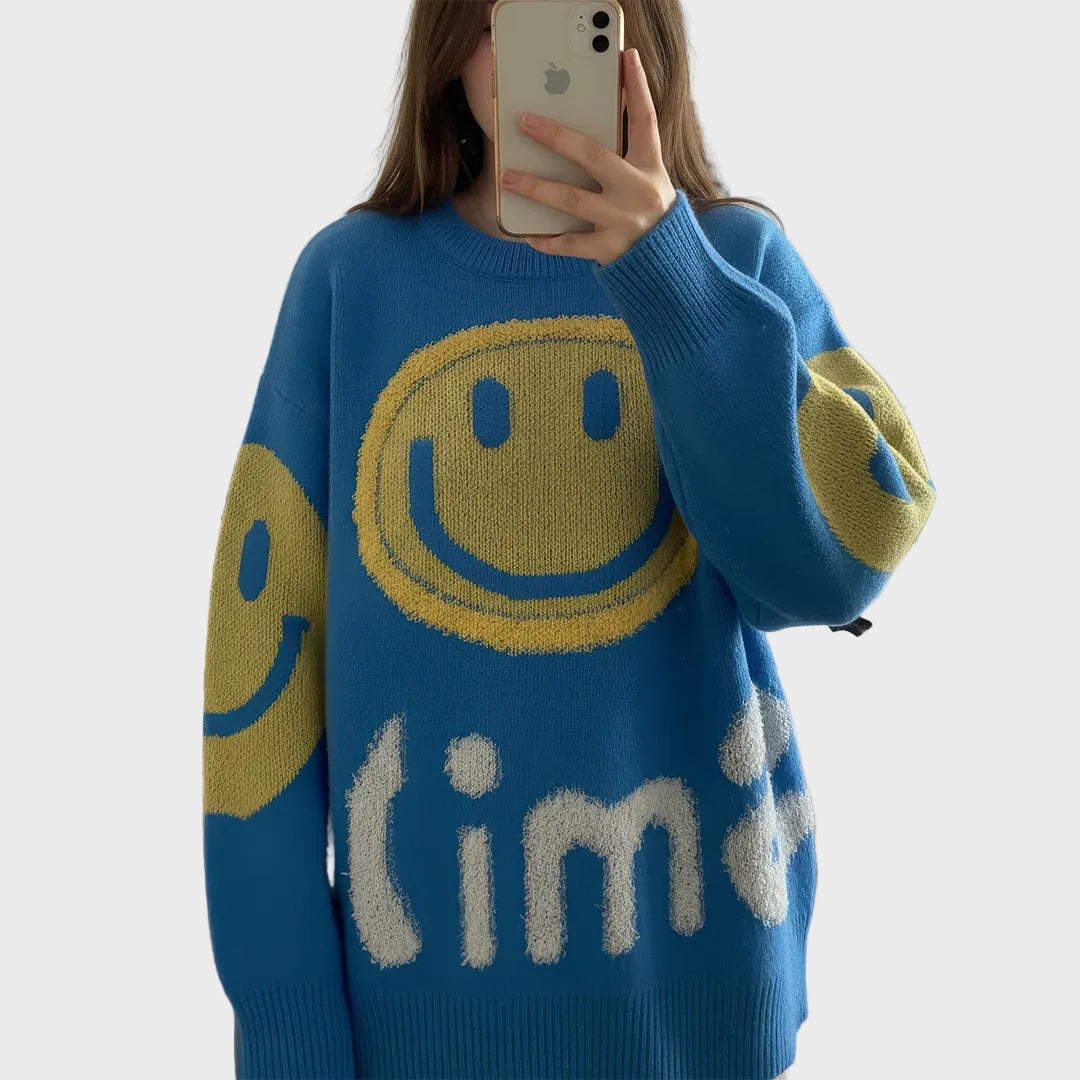 Paula - Oversized Fuzzy Smile Sweater