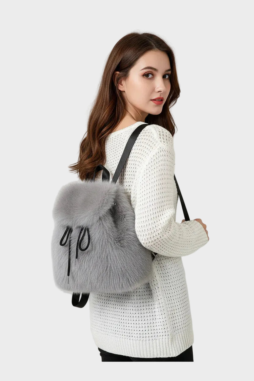Bernice | Faux Fur Drawstring Backpack