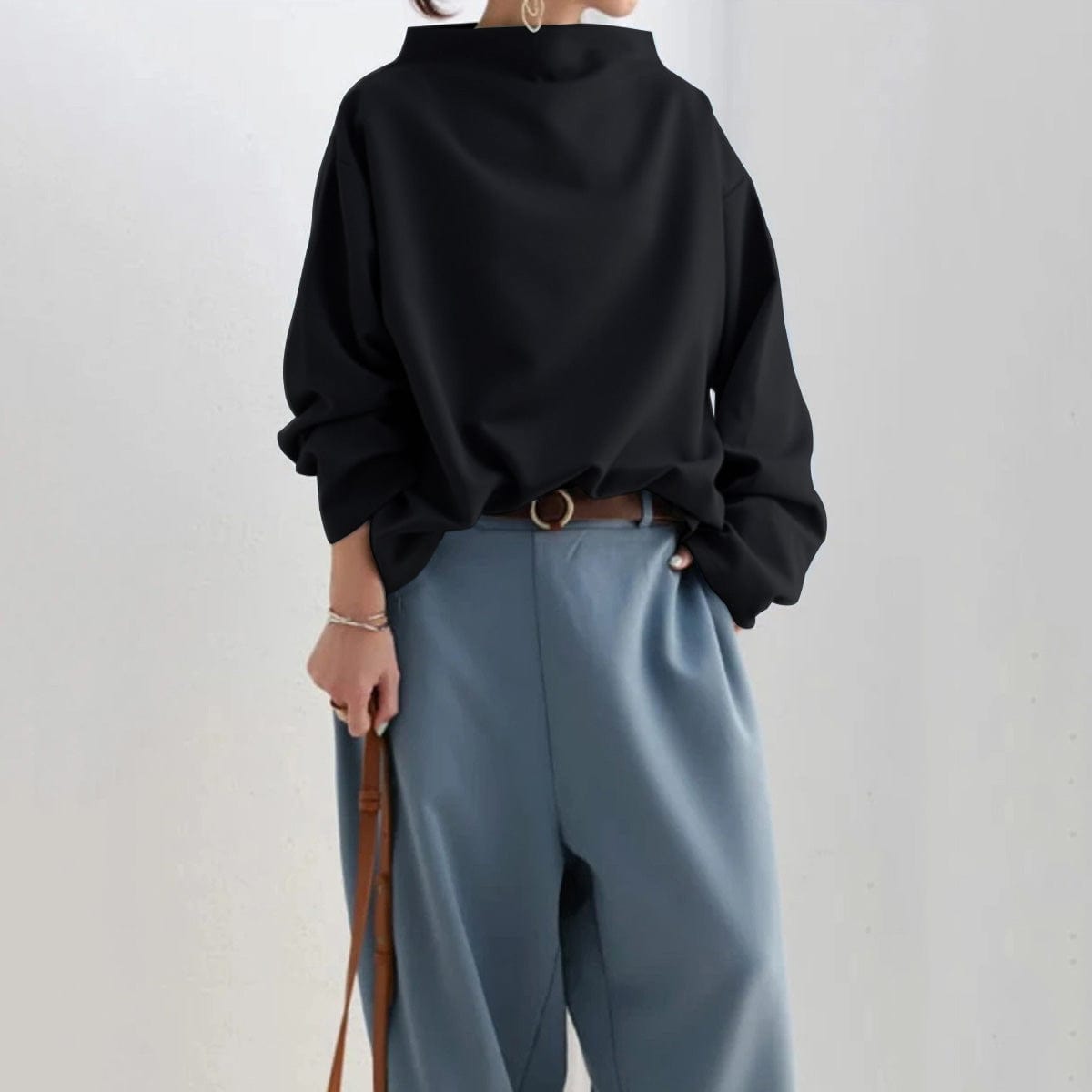 Elly | Knitted Top with High Neckline and Soft Texture