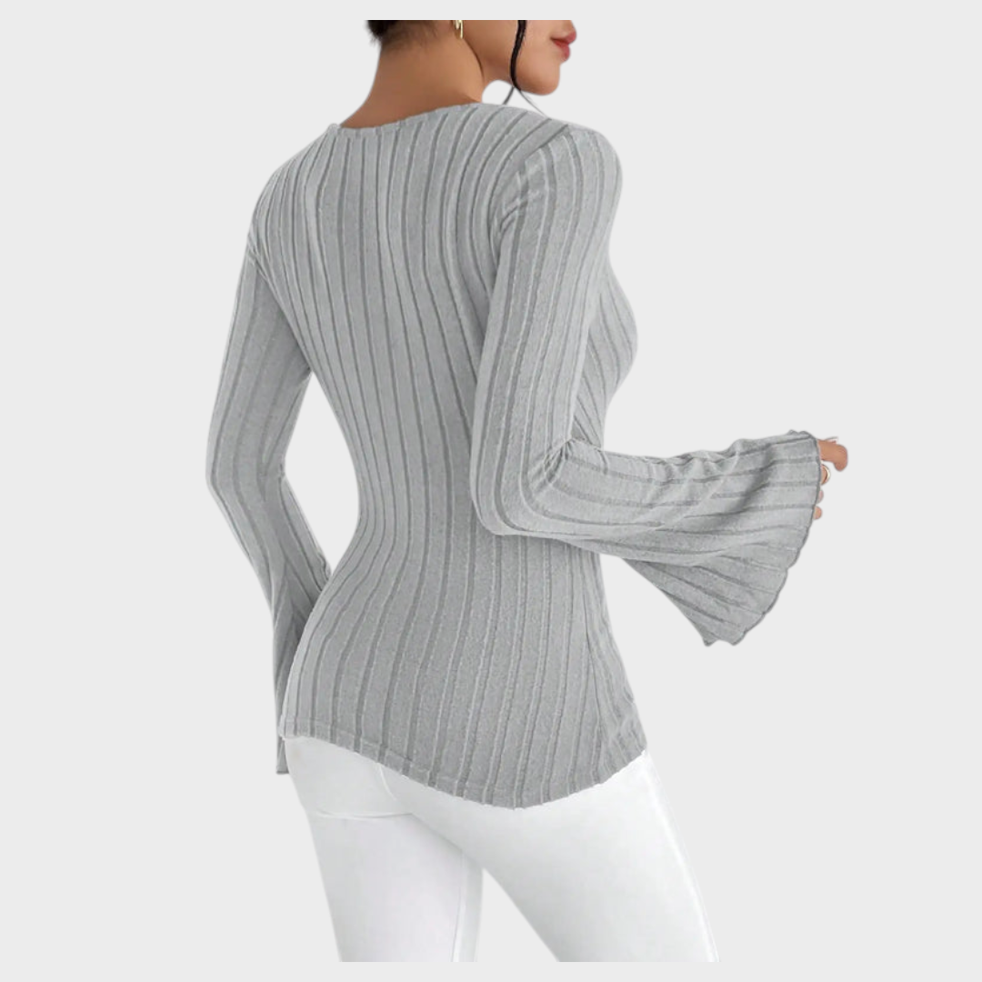 Audrie | V-neck Bell-Bottom Blouse