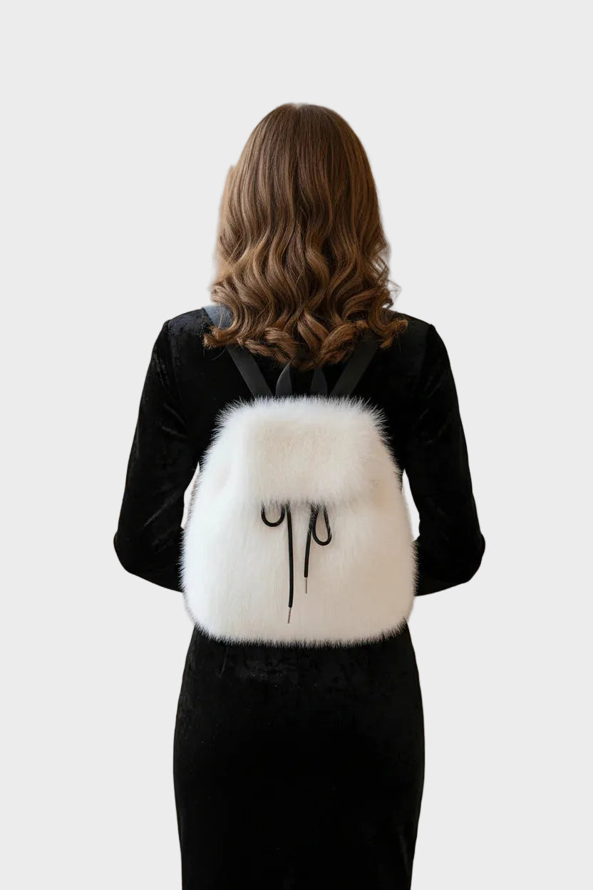 Bernice | Faux Fur Drawstring Backpack