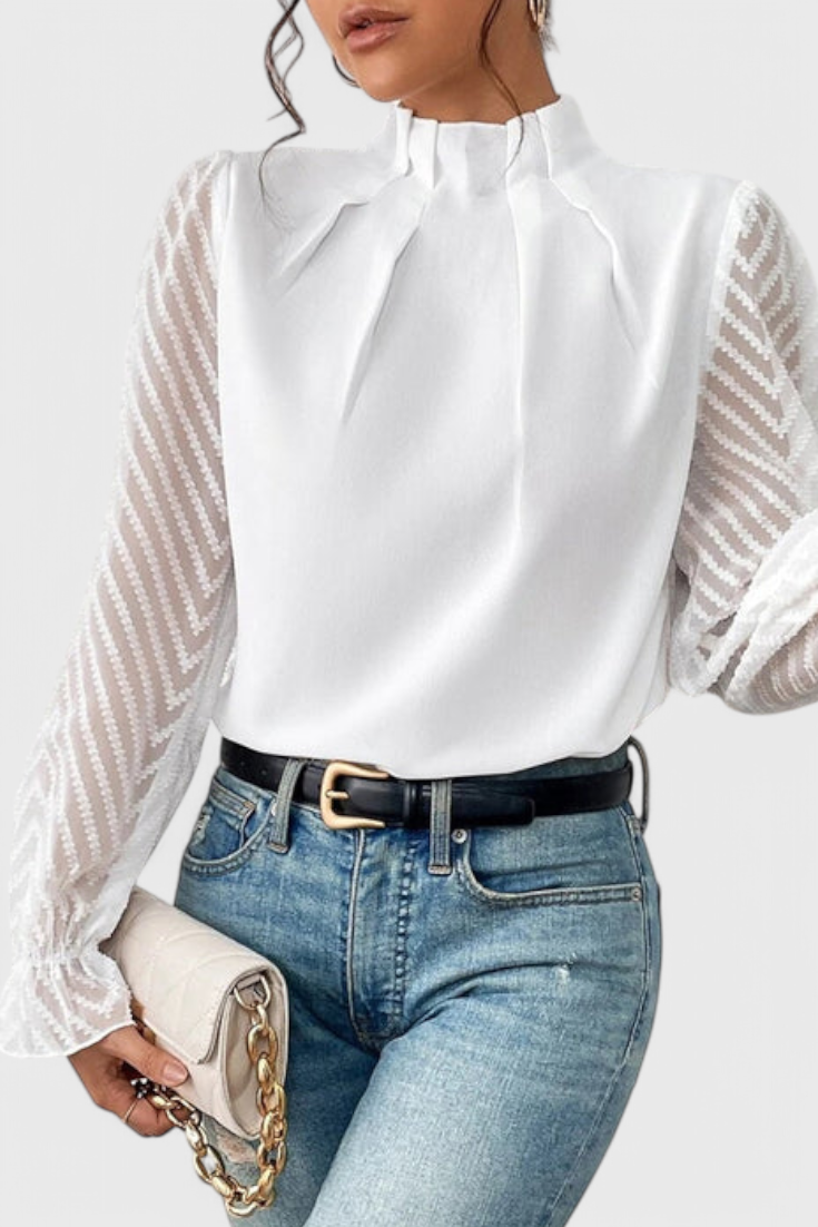 Helga Navy Long Sleeve Blouse