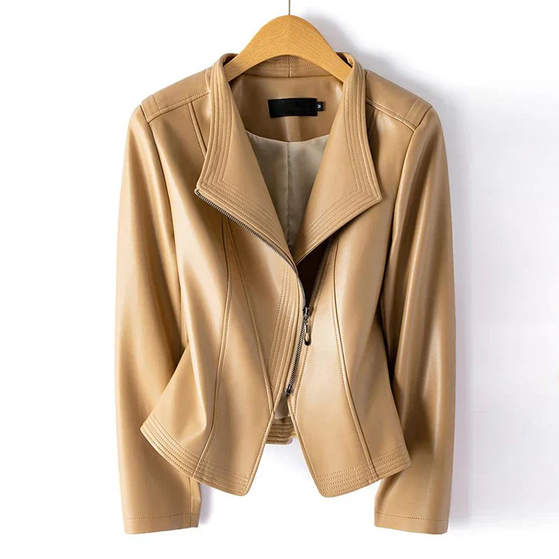 Clarisse sheepskin leather motorcycle jacket