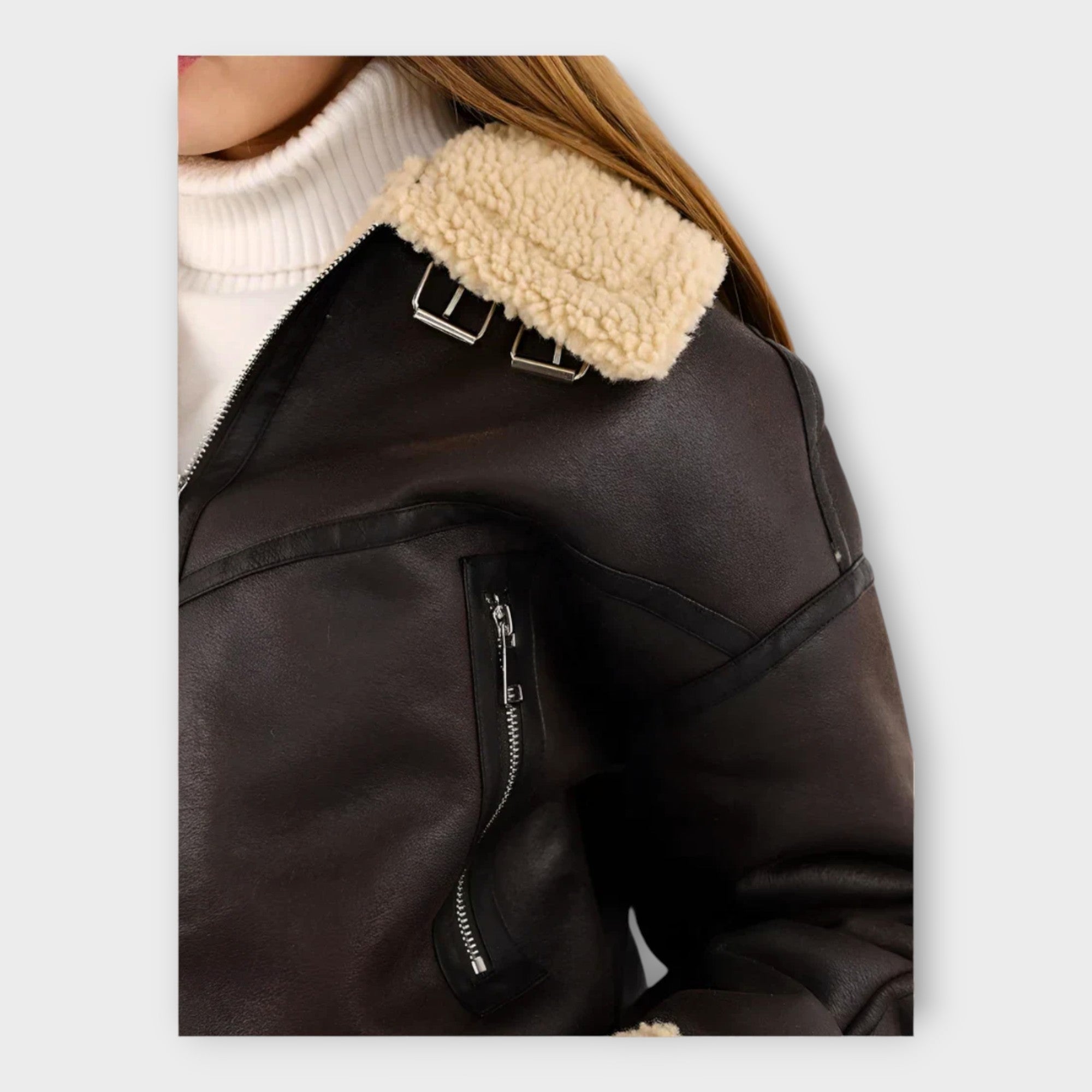 Modern Leather Jacket with Belt and Zipper