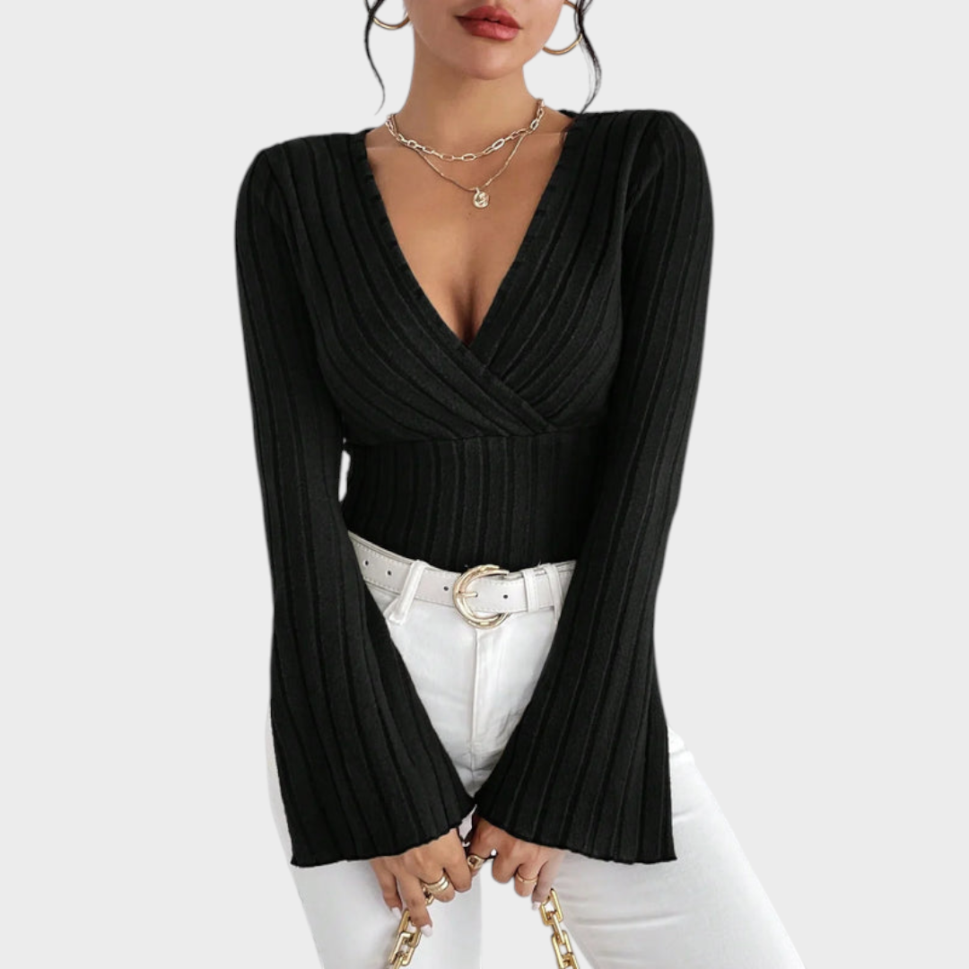 Audrie | V-neck Bell-Bottom Blouse