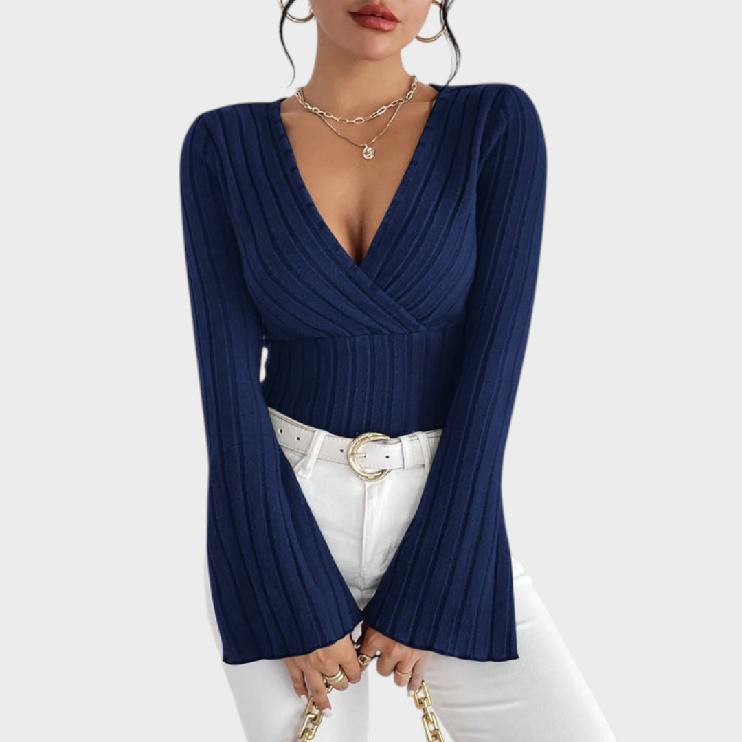 Audrie | V-neck Bell-Bottom Blouse