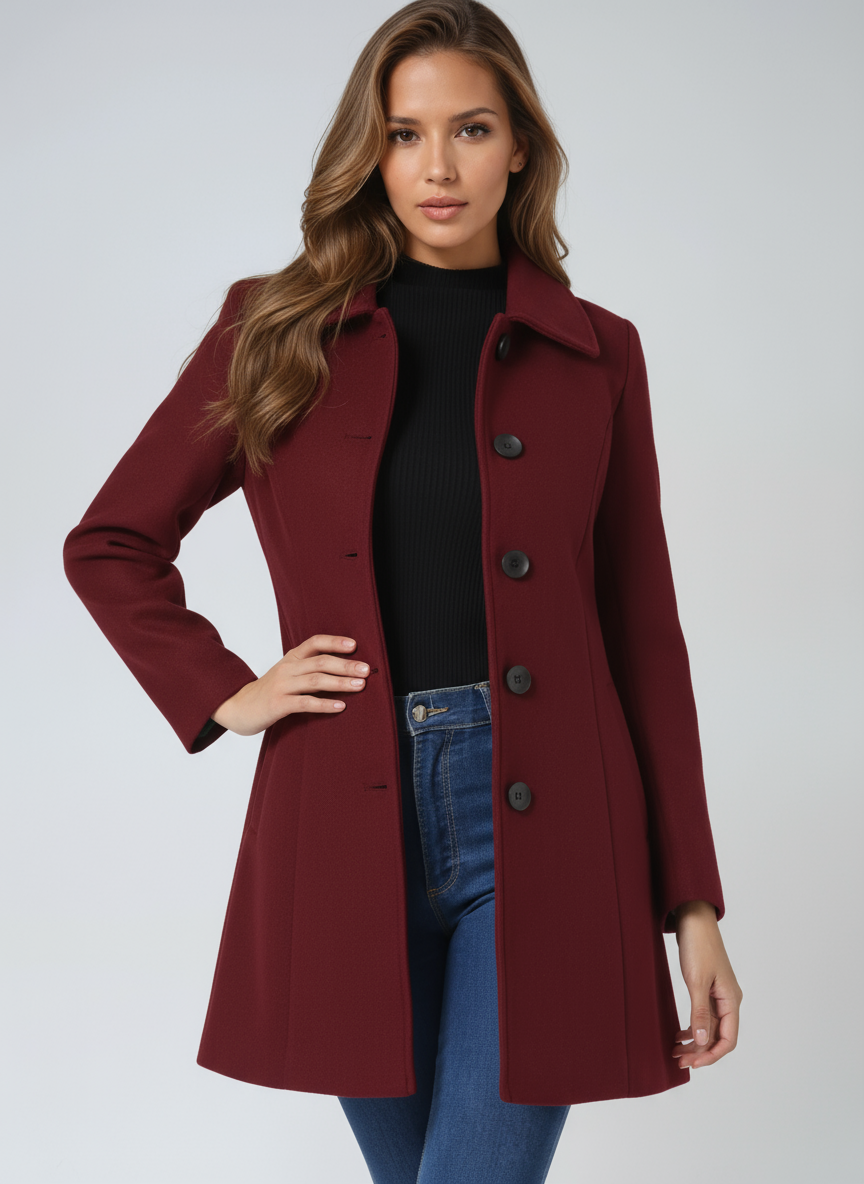 Josephine | women's trendy winter coat with one row of buttons