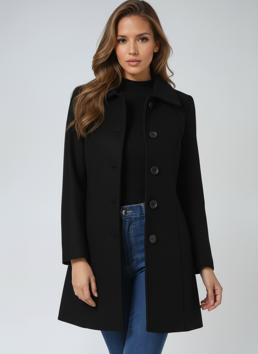Josephine | women's trendy winter coat with one row of buttons